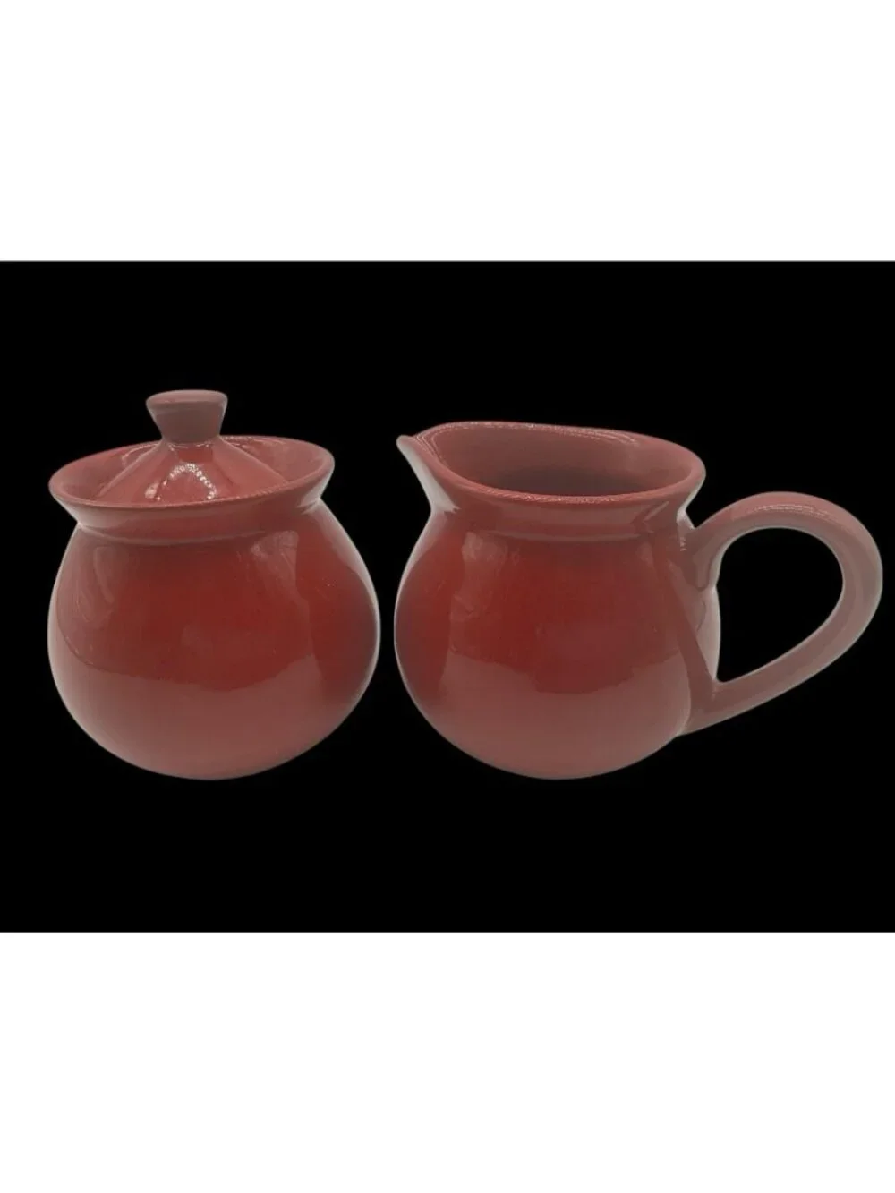 Waechtersbach Vintage Red Ceramic Creamer and Sugar Bowl Set in Cherry Red VTG